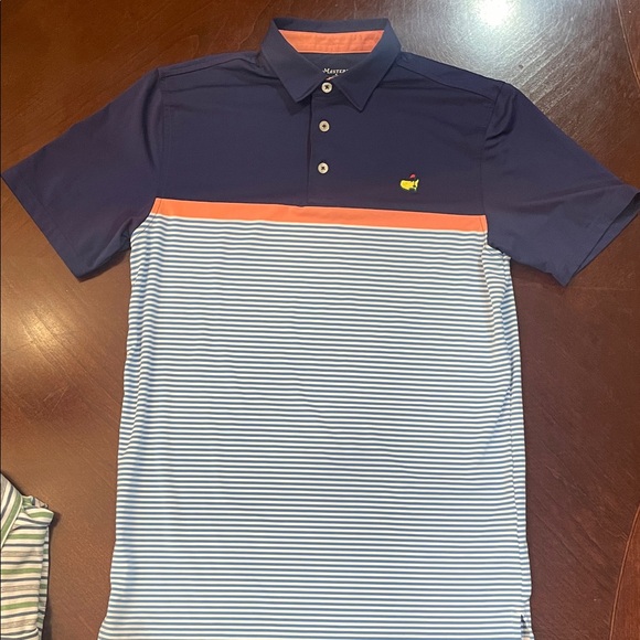 Masters Navy and White Polo with Orange Accent - Picture 1 of 5
